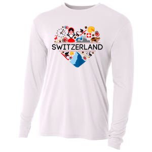 SWITZERLAND LOVE | | Illustrated Swiss Symbol, Alpine Cooling Performance Long Sleeve Crew