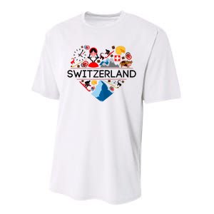 SWITZERLAND LOVE | | Illustrated Swiss Symbol, Alpine Performance Sprint T-Shirt