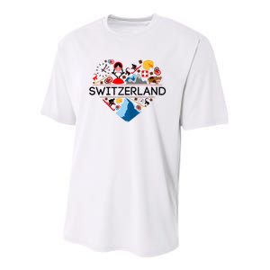 SWITZERLAND LOVE | | Illustrated Swiss Symbol, Alpine Youth Performance Sprint T-Shirt