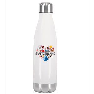 SWITZERLAND LOVE | | Illustrated Swiss Symbol, Alpine Stainless Steel Insulated Water Bottle