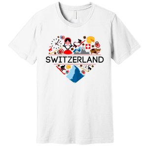 SWITZERLAND LOVE | | Illustrated Swiss Symbol, Alpine Premium T-Shirt