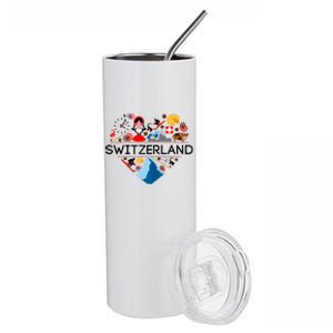 SWITZERLAND LOVE | | Illustrated Swiss Symbol, Alpine Stainless Steel Tumbler