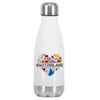 SWITZERLAND LOVE | | Illustrated Swiss Symbol, Alpine Stainless Steel Insulated Water Bottle