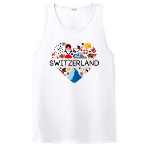 SWITZERLAND LOVE | | Illustrated Swiss Symbol, Alpine PosiCharge Competitor Tank