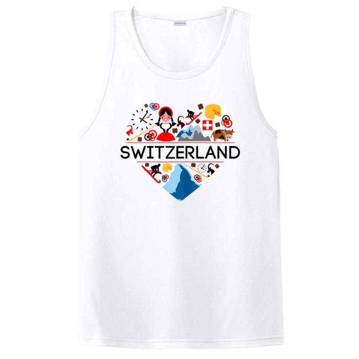 SWITZERLAND LOVE | | Illustrated Swiss Symbol, Alpine PosiCharge Competitor Tank