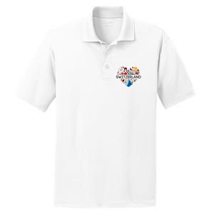 SWITZERLAND LOVE | | Illustrated Swiss Symbol, Alpine PosiCharge RacerMesh Polo