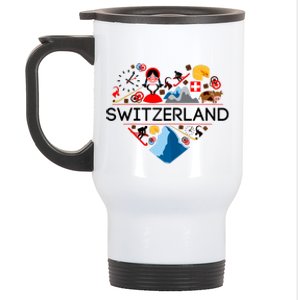 SWITZERLAND LOVE | | Illustrated Swiss Symbol, Alpine Stainless Steel Travel Mug