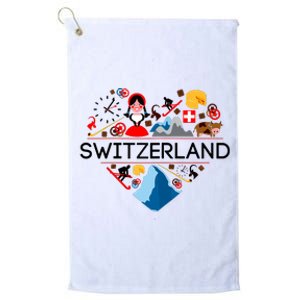 SWITZERLAND LOVE | | Illustrated Swiss Symbol, Alpine Platinum Collection Golf Towel