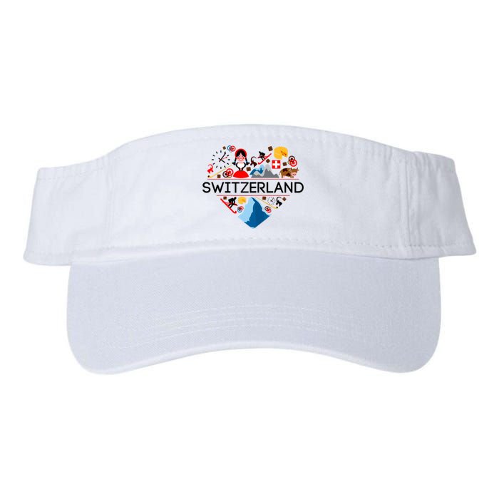 SWITZERLAND LOVE | | Illustrated Swiss Symbol, Alpine Valucap Bio-Washed Visor