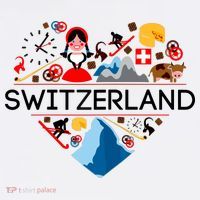 SWITZERLAND LOVE | | Illustrated Swiss Symbol, Alpine Women's V-Neck T-Shirt