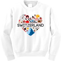 SWITZERLAND LOVE | | Illustrated Swiss Symbol, Alpine Kids Sweatshirt