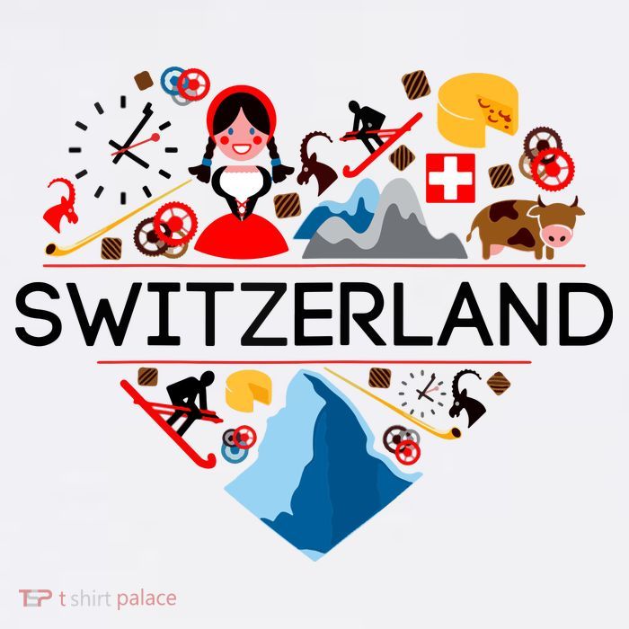 SWITZERLAND LOVE | | Illustrated Swiss Symbol, Alpine Kids T-Shirt