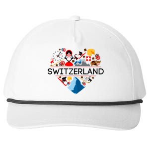 SWITZERLAND LOVE | | Illustrated Swiss Symbol, Alpine Snapback Five-Panel Rope Hat