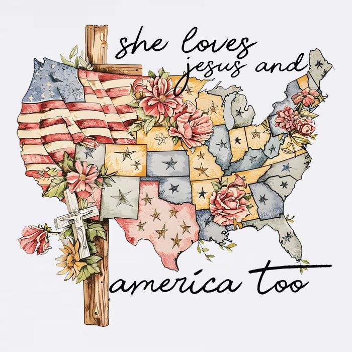 She Loves Jesus And America Too Usa Map Cooling Performance Crew T-Shirt