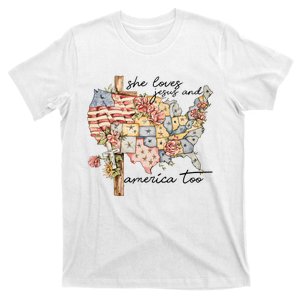 She Loves Jesus And America Too Usa Map T-Shirt