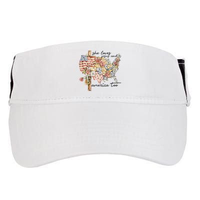 She Loves Jesus And America Too Usa Map Adult Drive Performance Visor