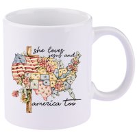 She Loves Jesus And America Too Usa Map 11oz C Handle Ceramic Mug