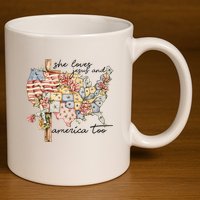 She Loves Jesus And America Too Usa Map 11oz C Handle Ceramic Mug