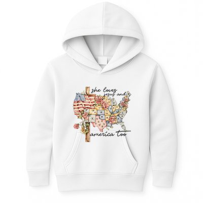 She Loves Jesus And America Too Usa Map Kids Hoodie