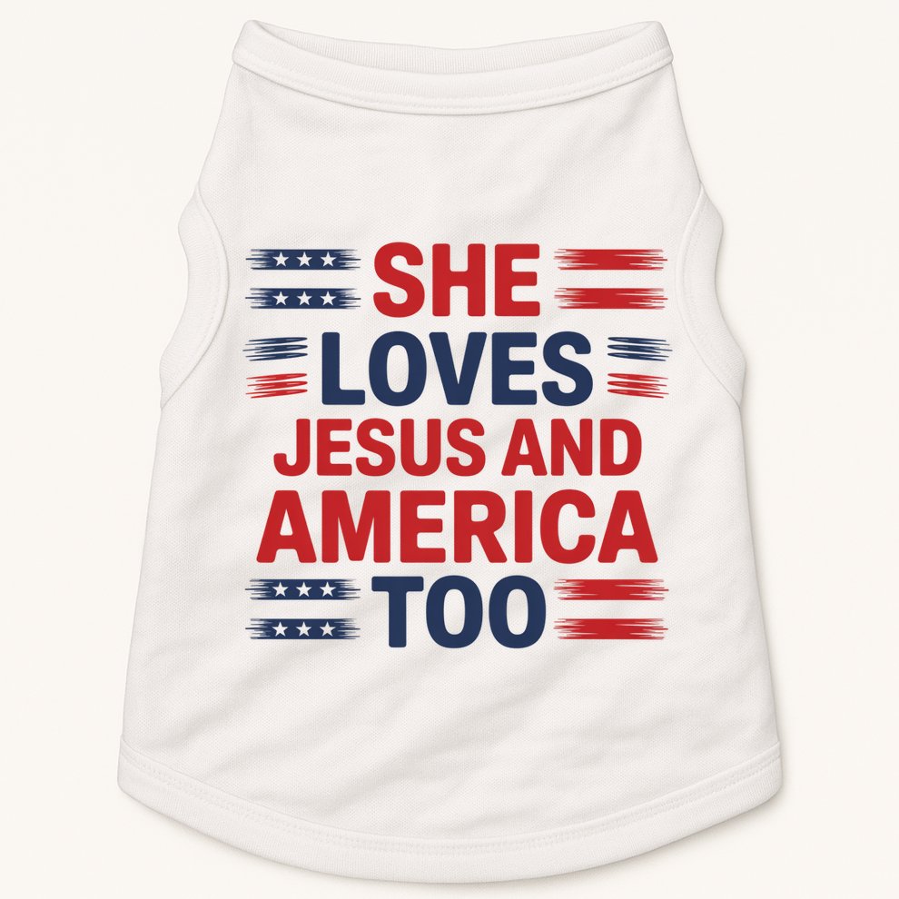 She Loves Jesus And America Too Doggie Tank
