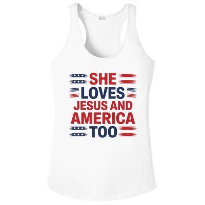 She Loves Jesus And America Too Ladies PosiCharge Competitor Racerback Tank