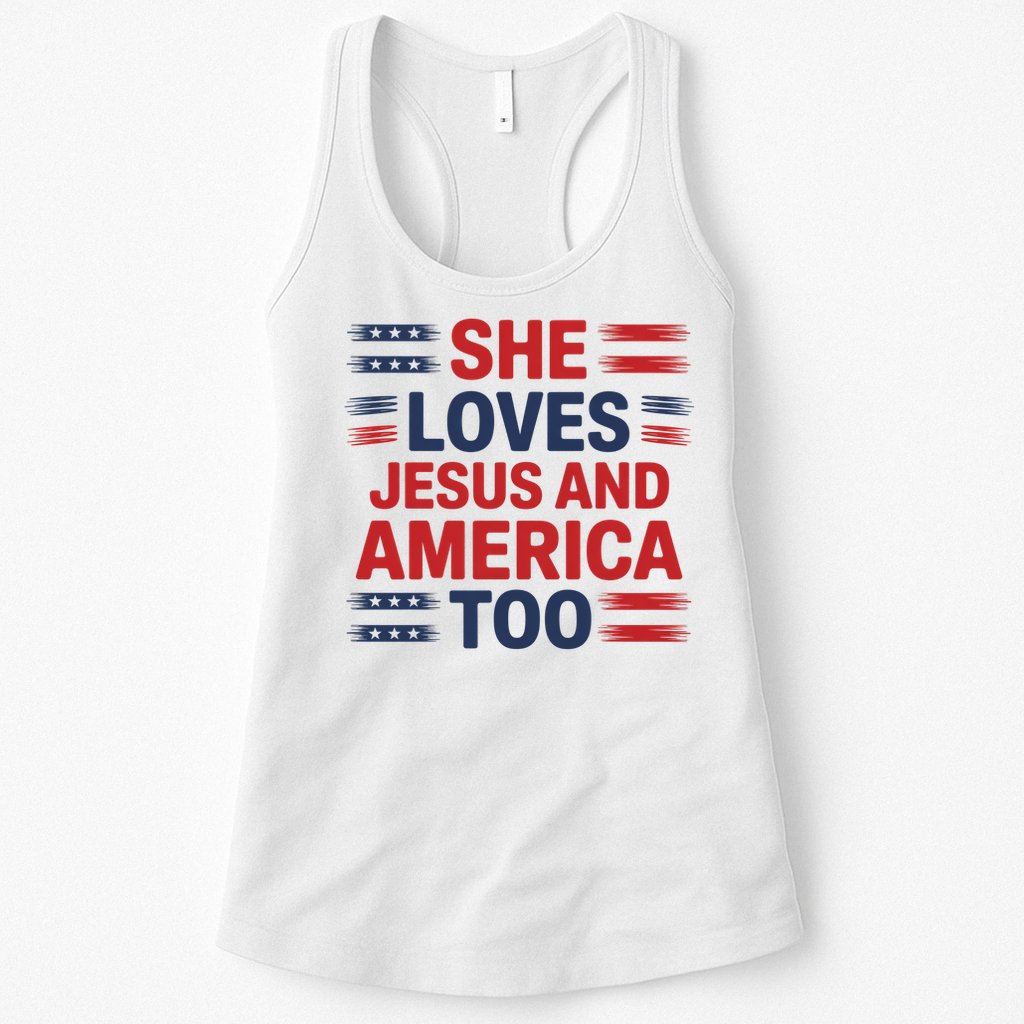 She Loves Jesus And America Too Womens Tank Top