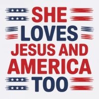 She Loves Jesus And America Too Womens T-Shirt