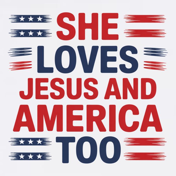 She Loves Jesus And America Too Womens T-Shirt