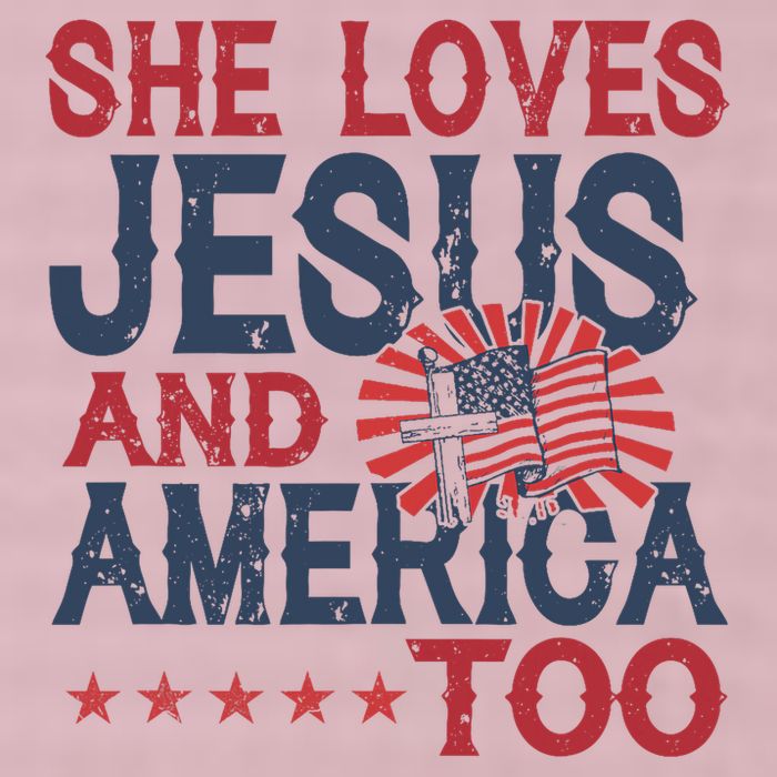 She Loves Jesus And America Too 4th Of July Patriotic 25L Jumbo Tote