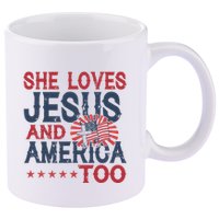 She Loves Jesus And America Too 4th Of July Patriotic 11oz C Handle Ceramic Mug