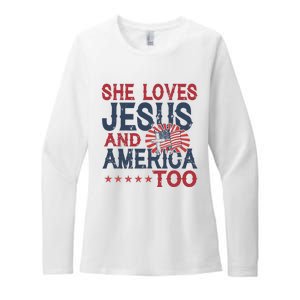 She Loves Jesus And America Too 4th Of July Patriotic Womens CVC Long Sleeve Shirt