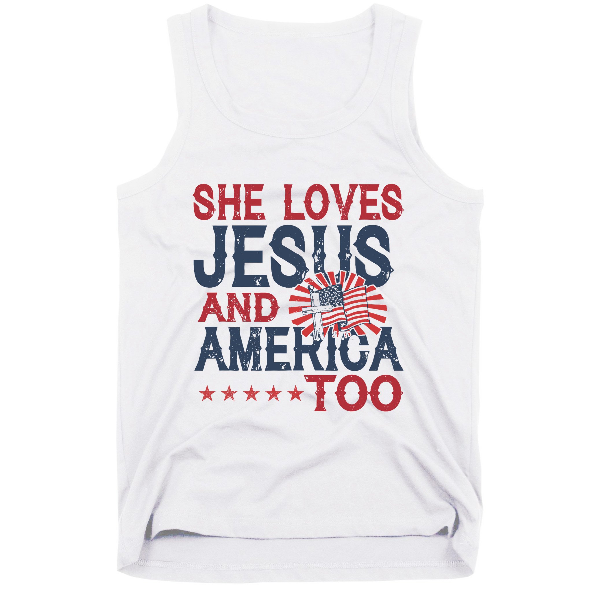 She Loves Jesus And America Too 4th Of July Patriotic Tank Top