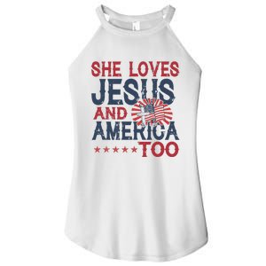 She Loves Jesus And America Too 4th Of July Patriotic Women's Perfect Tri Rocker Tank