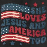 She Loves Jesus And America Too 4th Of July 25L Jumbo Tote