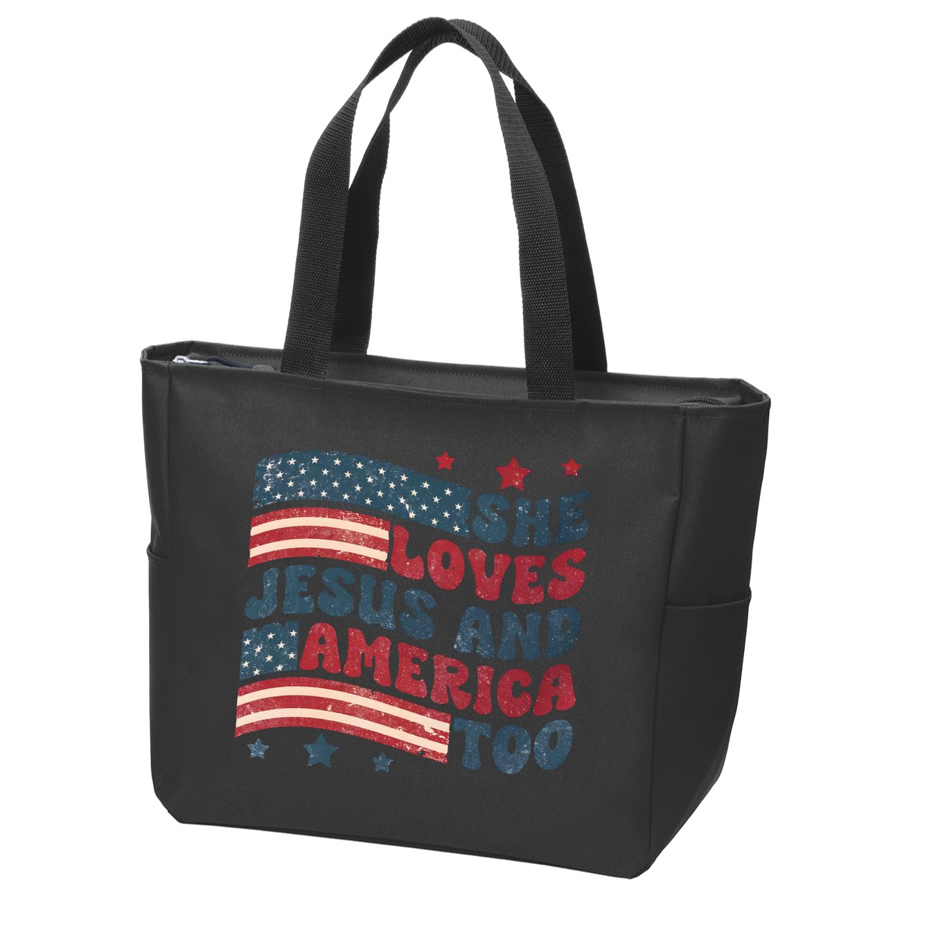She Loves Jesus And America Too 4th Of July Zip Tote Bag