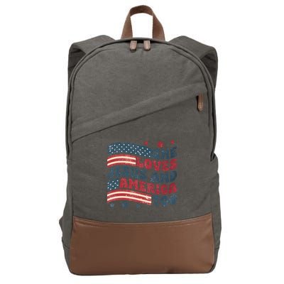 She Loves Jesus And America Too 4th Of July Cotton Canvas Backpack