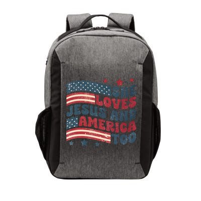 She Loves Jesus And America Too 4th Of July Vector Backpack
