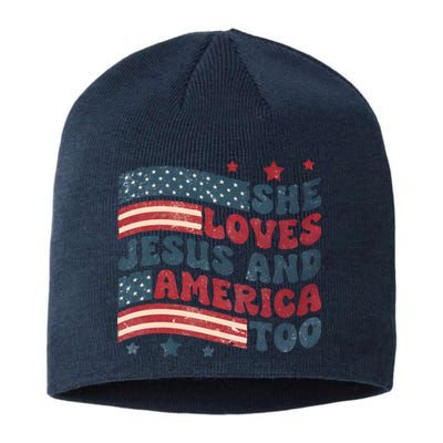 She Loves Jesus And America Too 4th Of July Sustainable Beanie