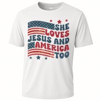 She Loves Jesus And America Too 4th Of July Cooling Performance Crew T-Shirt