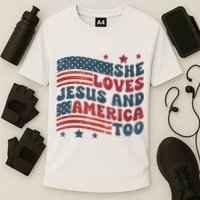 She Loves Jesus And America Too 4th Of July Cooling Performance Crew T-Shirt
