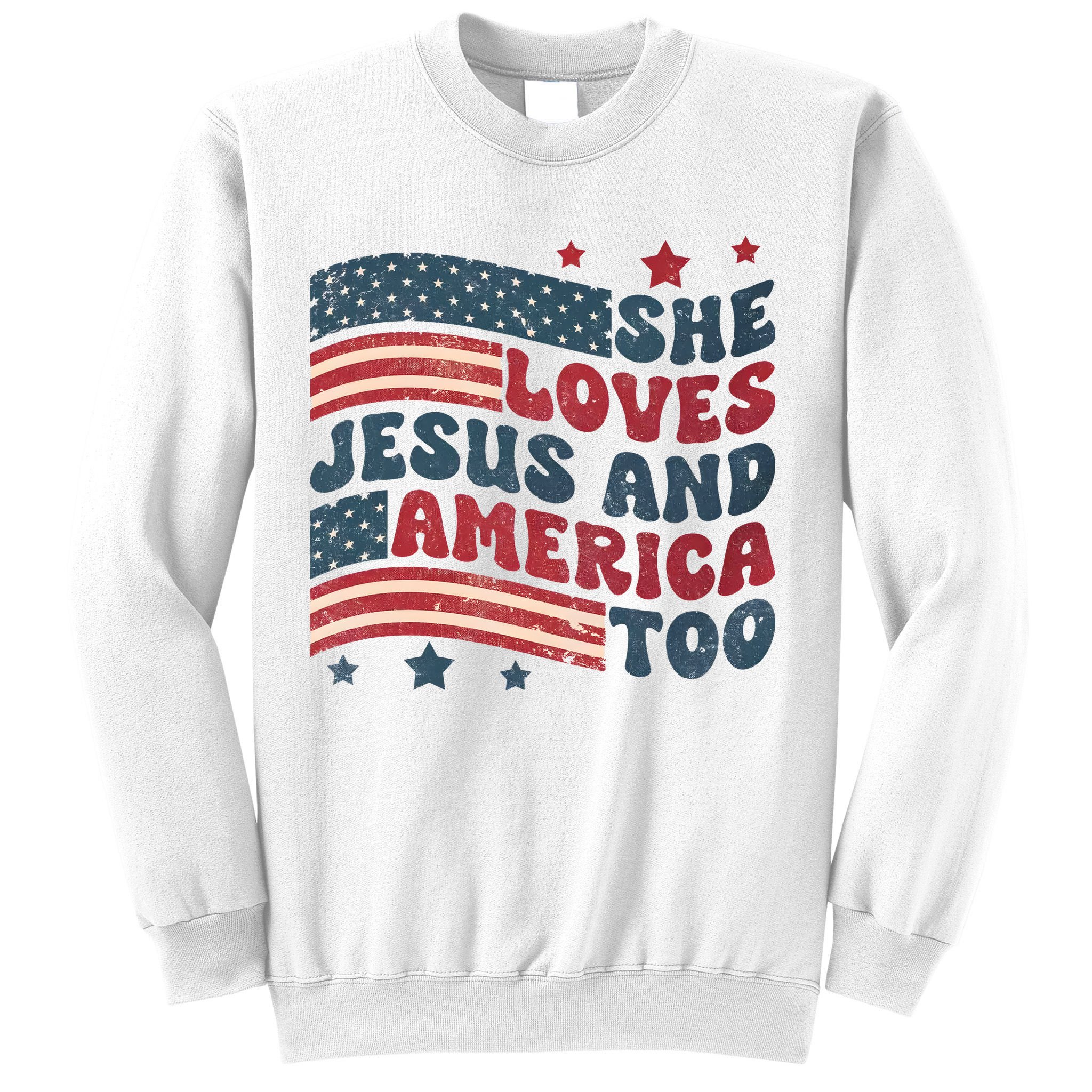 She Loves Jesus And America Too 4th Of July Sweatshirt