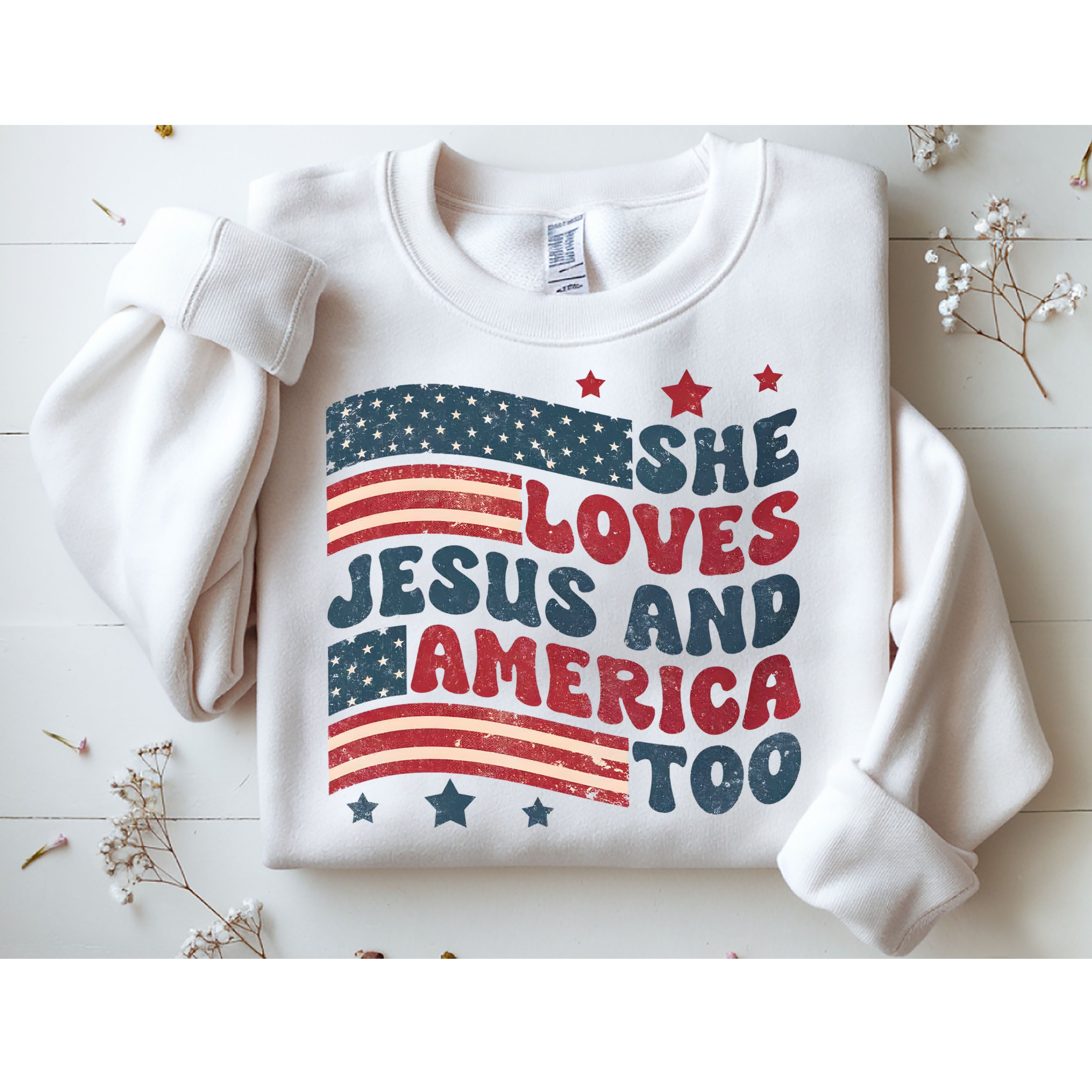 She Loves Jesus And America Too 4th Of July Sweatshirt