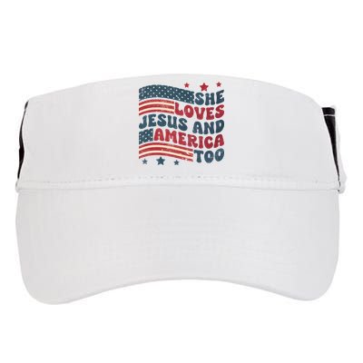 She Loves Jesus And America Too 4th Of July Adult Drive Performance Visor