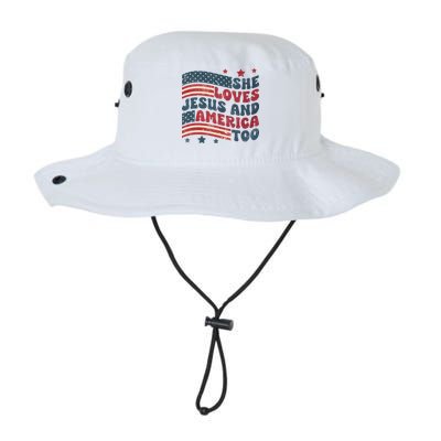 She Loves Jesus And America Too 4th Of July Bucket Hat