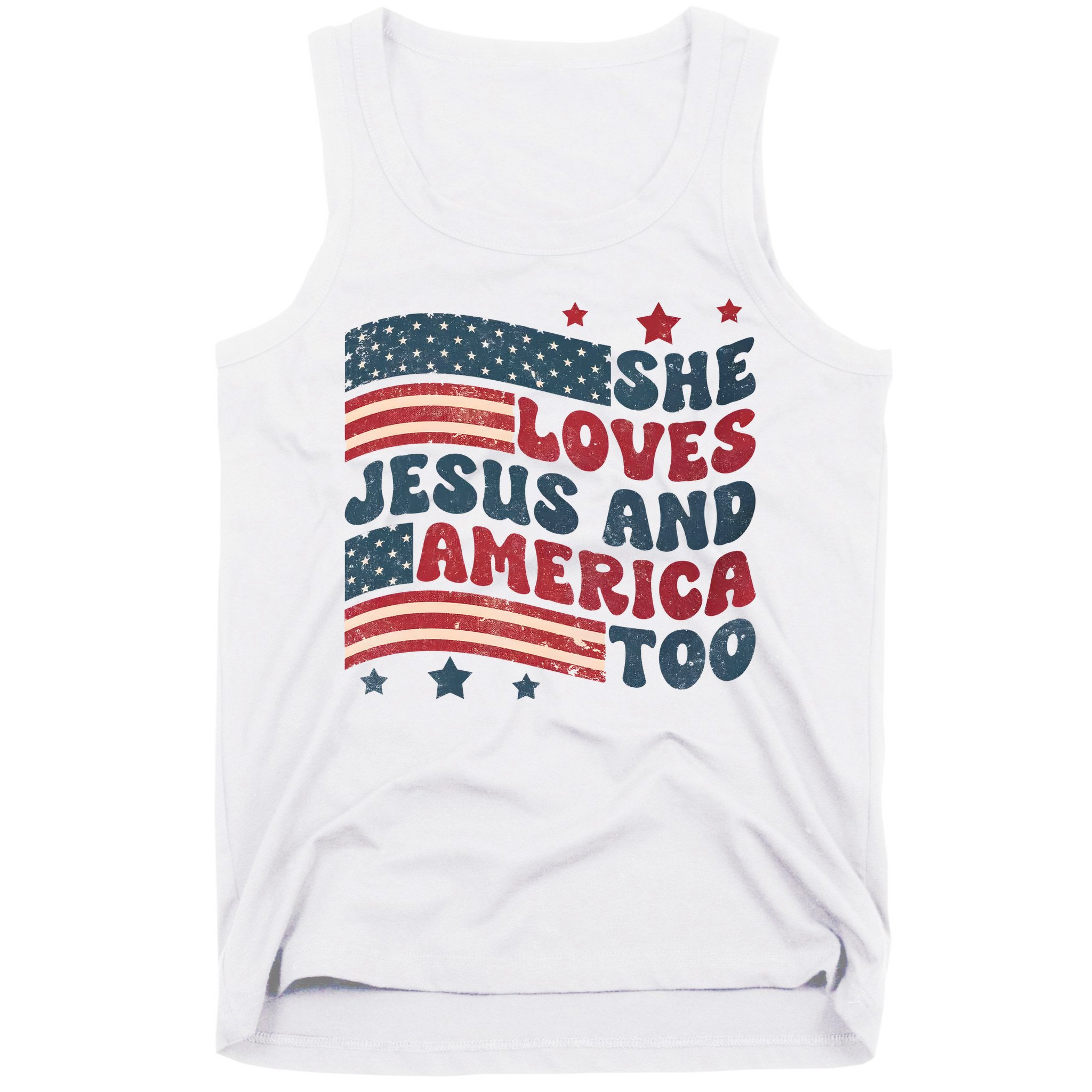 She Loves Jesus And America Too 4th Of July Tank Top