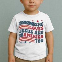 She Loves Jesus And America Too 4th Of July Toddler T-Shirt