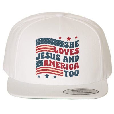 She Loves Jesus And America Too 4th Of July Wool Snapback Cap