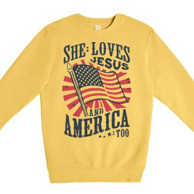 She Loves Jesus And America Too Premium Crewneck Sweatshirt