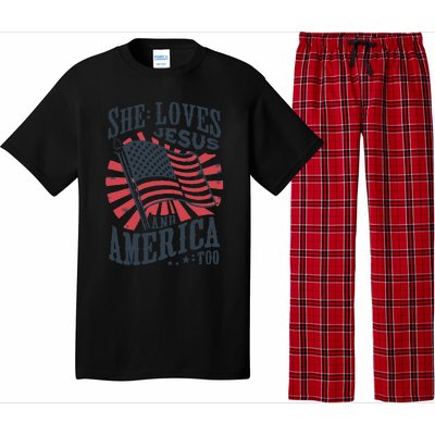 She Loves Jesus And America Too Pajama Set