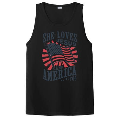 She Loves Jesus And America Too PosiCharge Competitor Tank